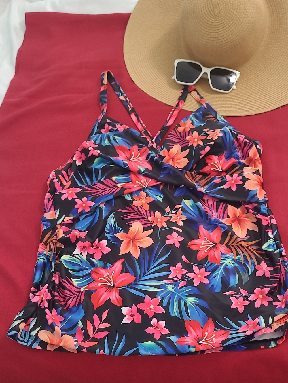 Swim Tankini Top Floral Twist Front Multicolored - Picture 10 of 10